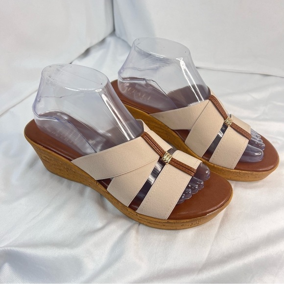 ITALIAN SHOEMAKERS Kalani Women's Elastic Wedge Cross Strap Sandal Size 9 - Picture 3 of 8